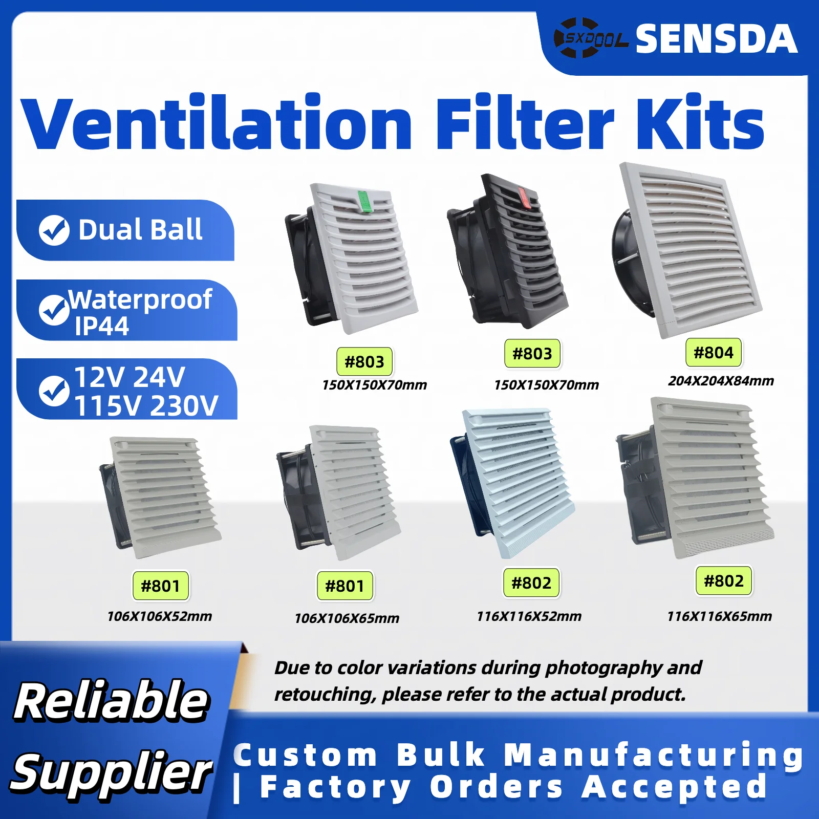#801 #802 #803 #804 Enclosure Cabinet Ventilator Filter Kits AC EC 115V 230V DC 12V 24V Cooling Fan Dustproof Waterproof IP44