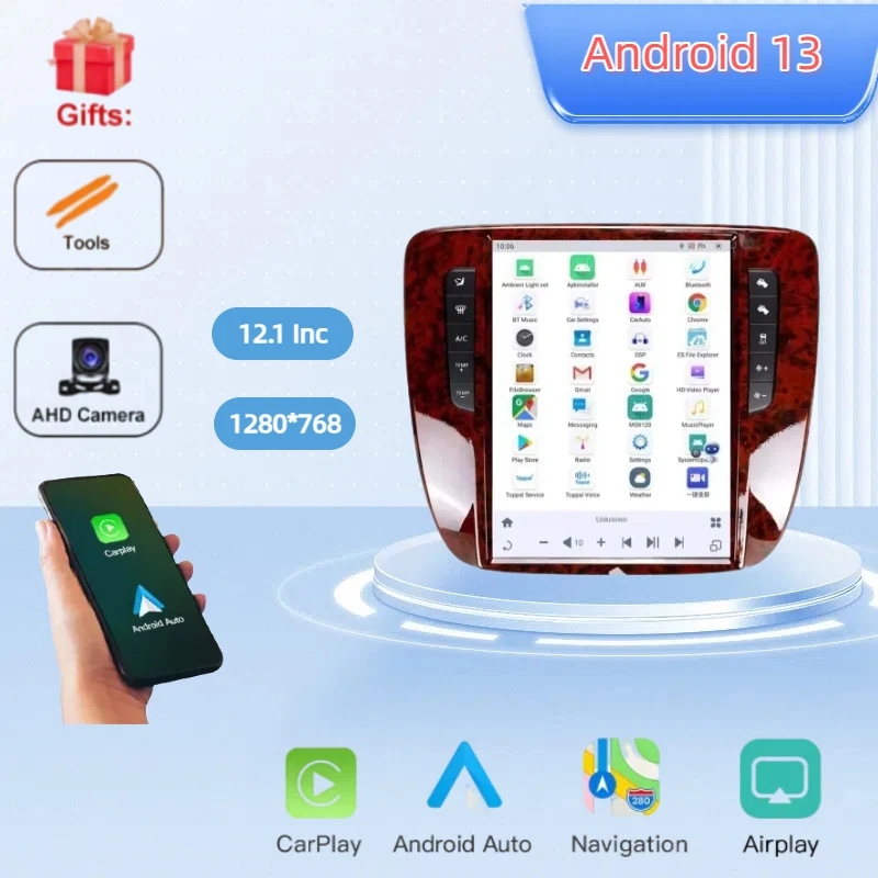 

12.1 Inch Android13 Car Radio For GMC Yukon Chevrolet Tahoe Chevrolet 2007 2008 2009 2010 2011 2012 GPS Navigation Carplay Unit