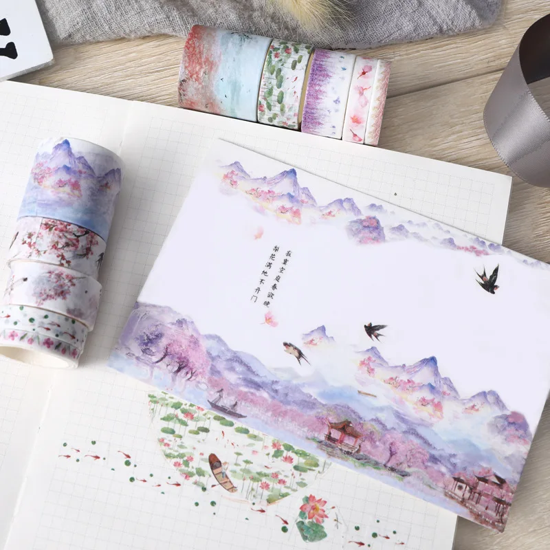 Cinta de Papel Washi Retro Ins para álbum de recortes, pegatina para cuaderno, regalo, decoración, juego de cinta de sellado