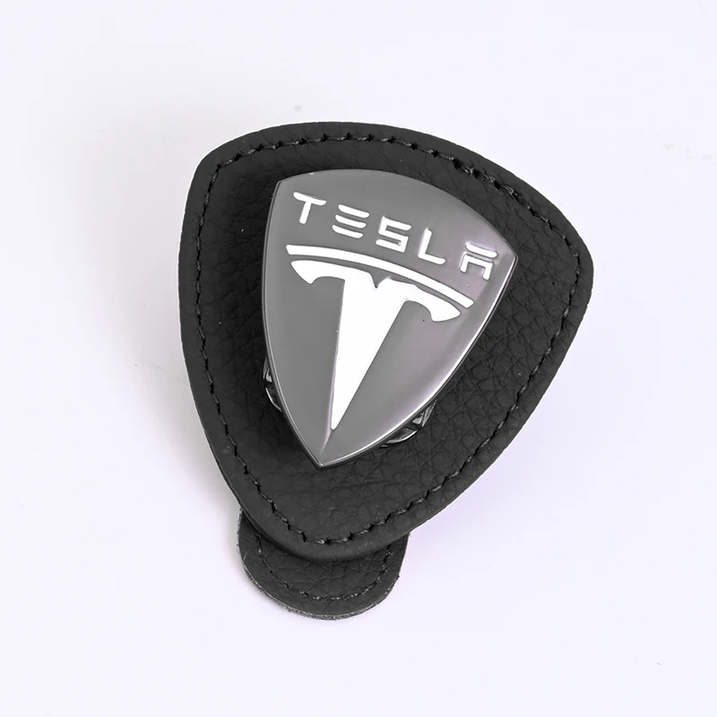 Car Emblems Sunglasses Clip Holder Magnetic Leather Car Sunshade For Tesla Model 3 Model S X Model Y Roadster SpaceX Accessories