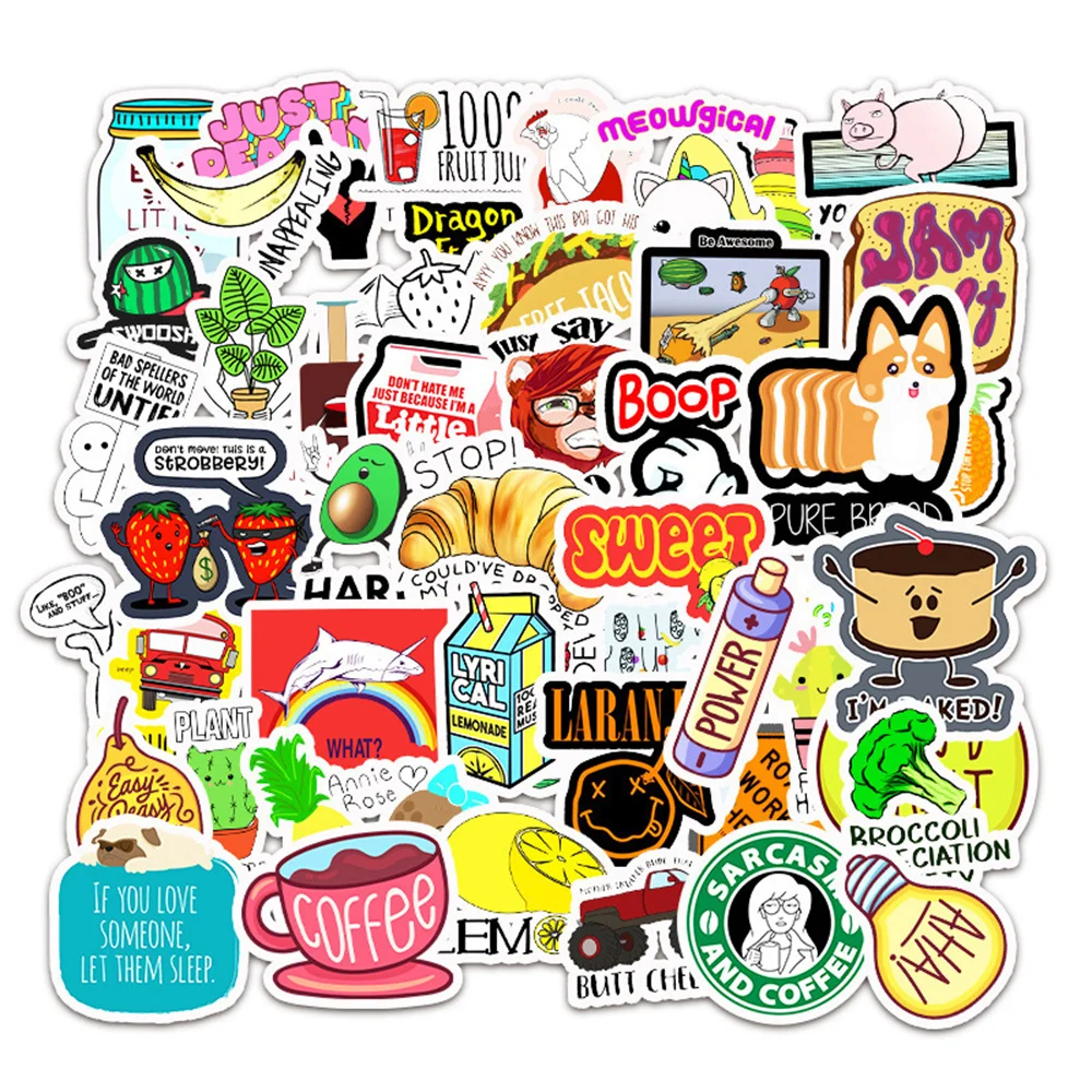 10/30/50PCS Cartoon Leuke Voedsel Stickers Serie Creatieve Sushi Graffiti Laptop Skateboard Gitaar Koelkast Decoratie Groothandel