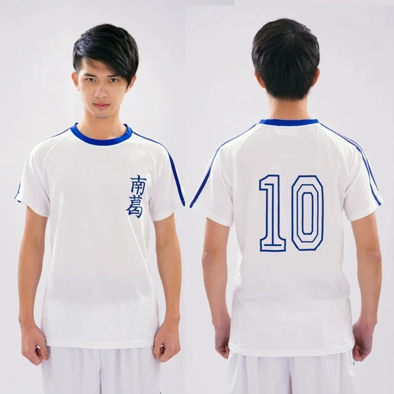 Anime Captain Tsubasa Cosplay Nankatsu Football Team No.10 Ozora Tsubasa Cosplay Top Tee Shirt Anime White Short Sleeve T-shirt