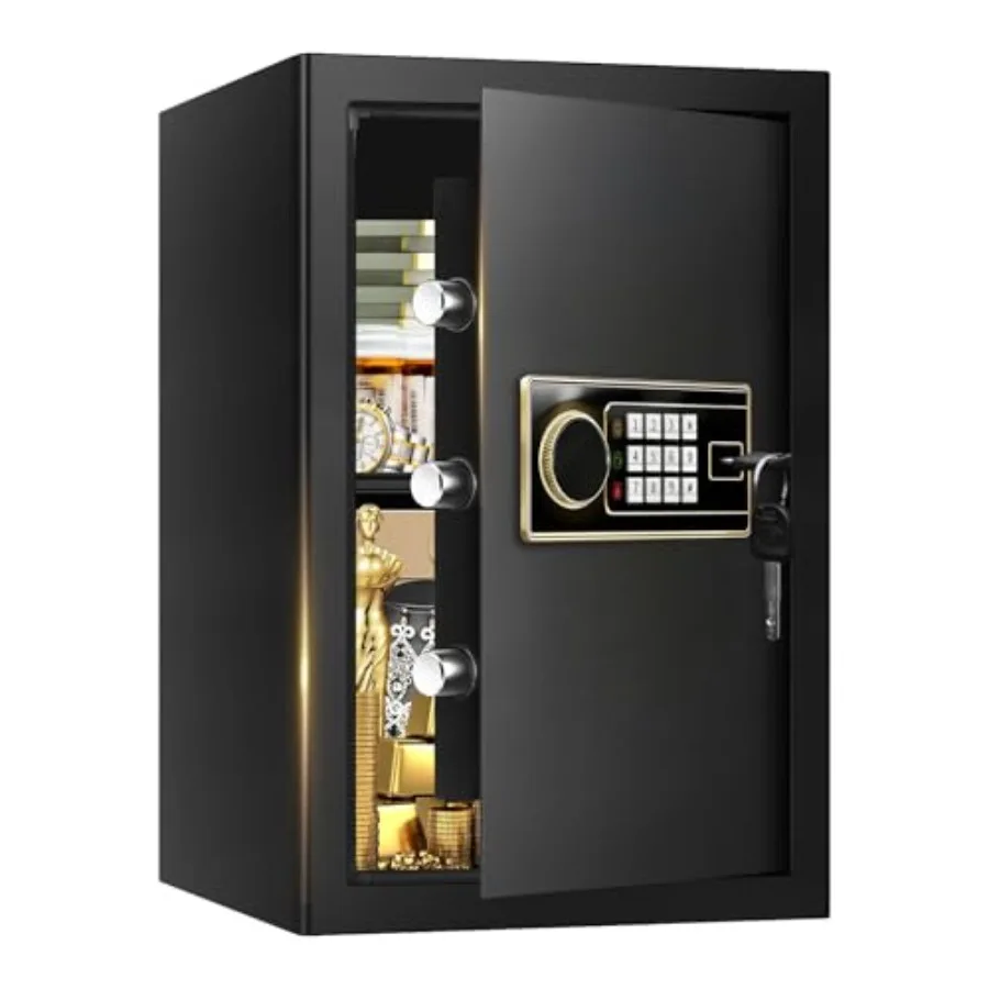

Огнестойкий сейф для дома объемом 3,4 куб. фута, с цифровой защитой, огне- и водонепроницаемый, с программируемой клавиатурой и ключевым замком