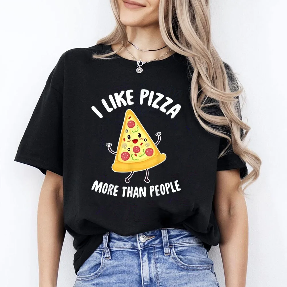 2024 I Like Pizza More Than People T-Shirt - Pizza Lover Gift Coupons Printing T Shirt Men Tops Funny Shirts Vintage