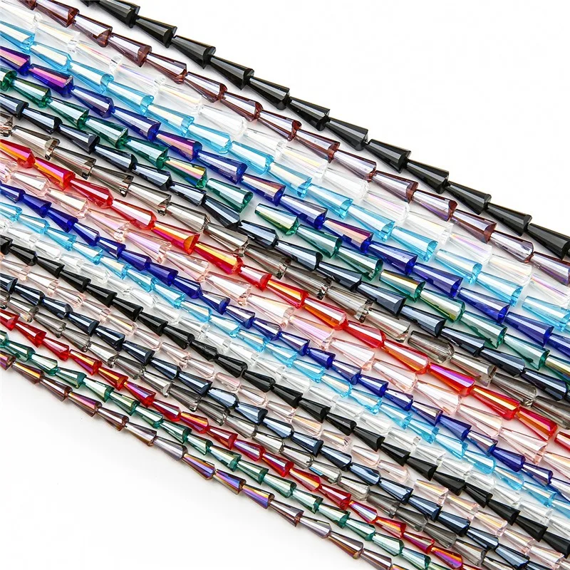 4x8 6x12mm kształt wieży fasetowane koraliki kryształowe austriackie stożkowe koraliki szklane luźne koraliki dystansowe do tworzenia biżuterii bransoletka DIY — zdjęcie 5