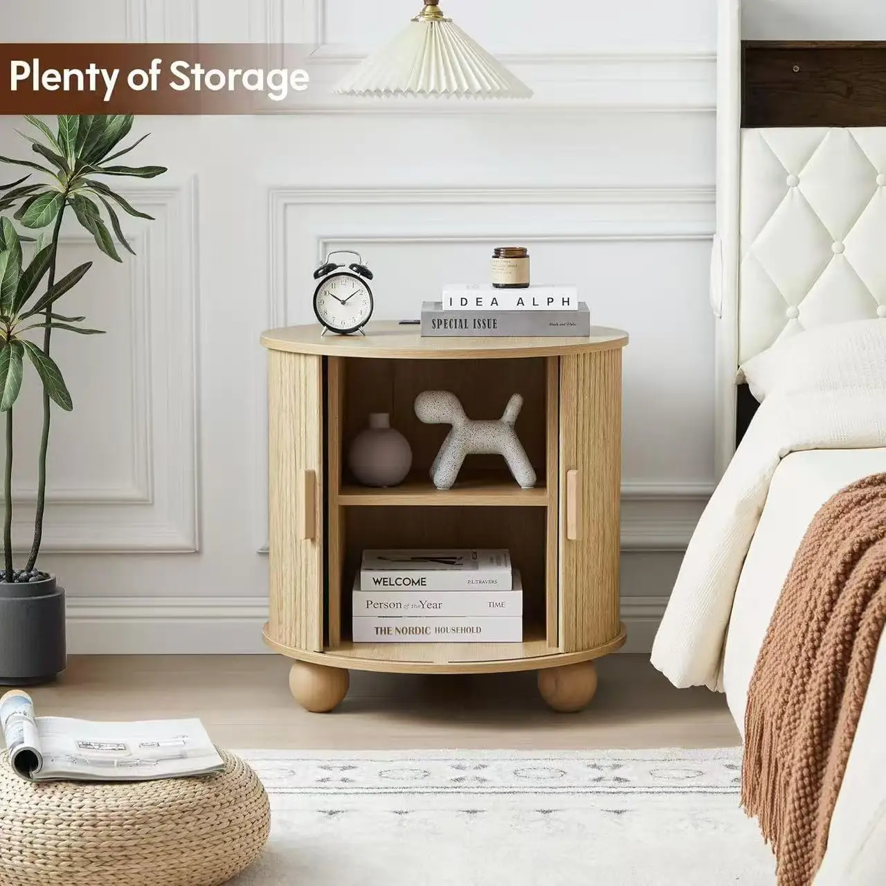 //High-end Custom Wholesale European Modern Trendy Beige Round Coffee Table With Ample Storage Space