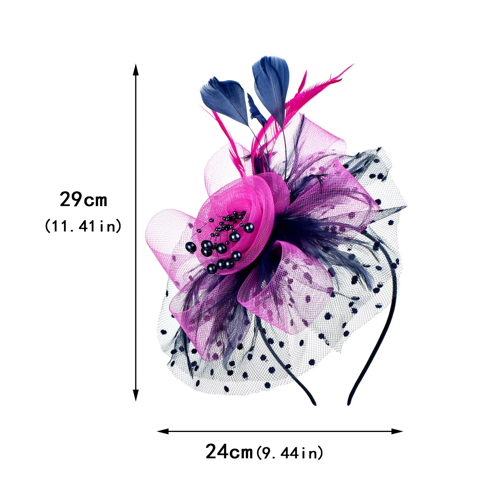 Vintage Women Feather Flower Fascinator Hat Ladies Hair Accessories Wedding Party Floral Mesh Veil Headband Hairpin