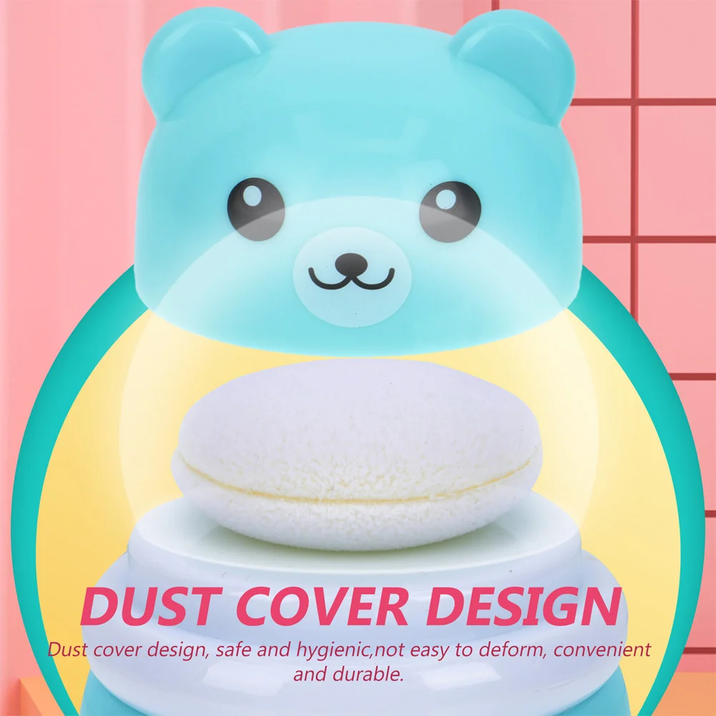 2 قطعة صندوق نفخة البودرة تصميم الدب حاوية بودرة التلك الطفل القابلة لإعادة الملء لإكسسوارات السفر للرضع وجسم الوجه #4