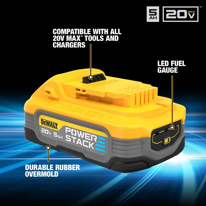 DEWALT DCBP520 20V MAX* XR POWERSTACK™ 5AH BATTERY Stable Output High Lifespan Battery