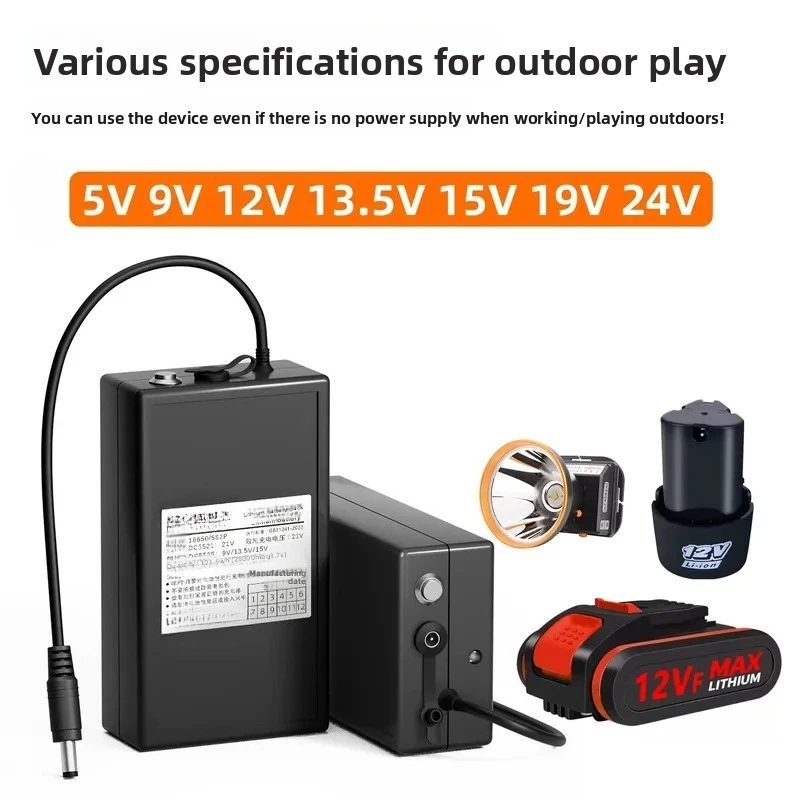 for 9V 13.5V 15V Large Capacity Square Dance Audio Battery Power Supply 12.6V 21V Hand Drill Lithium Battery Power Bank