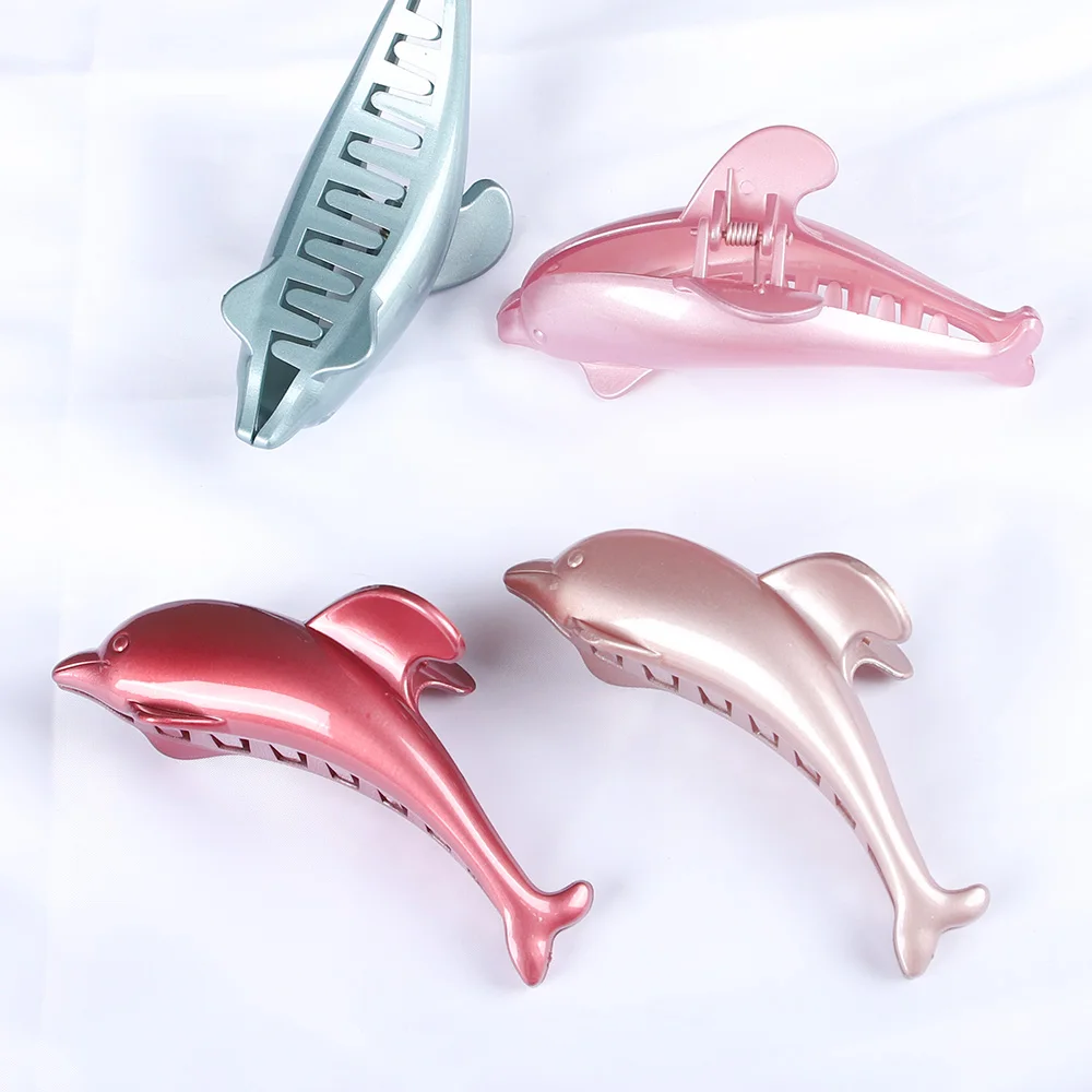 2ชิ้น/เซ็ตการ์ตูน Dolphin รูปทรงผมคลิปกรงเล็บผู้หญิง11ซม.ปูใหญ่ Barrettes สาวผมหางม้าผม Clamps ผมอุปกรณ์เสริม