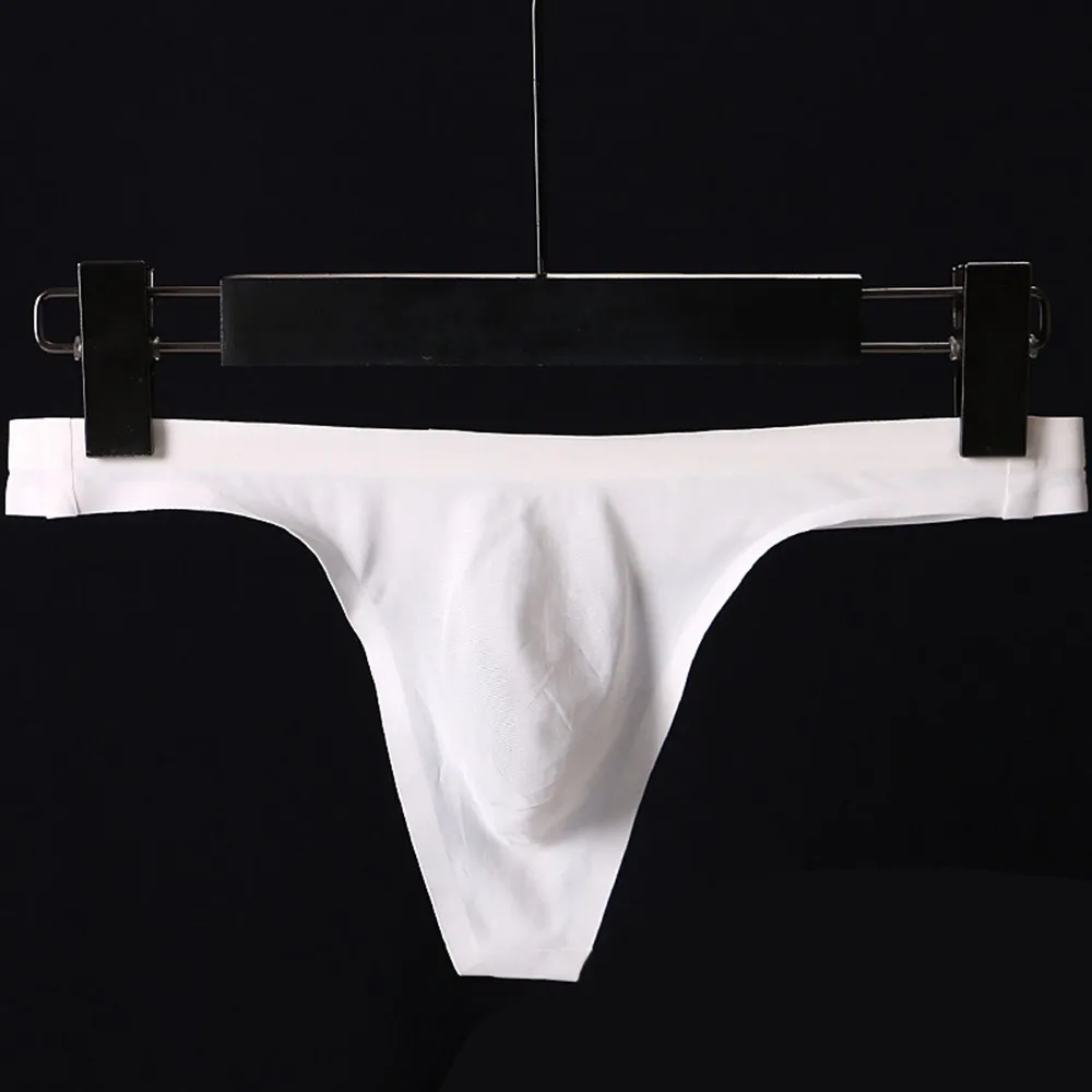 

Mens Ice Silk Underwear Seamless Breathable Panties Low Waist Thong Briefs T-Pants Panties Elastic Lingerie Hombre
