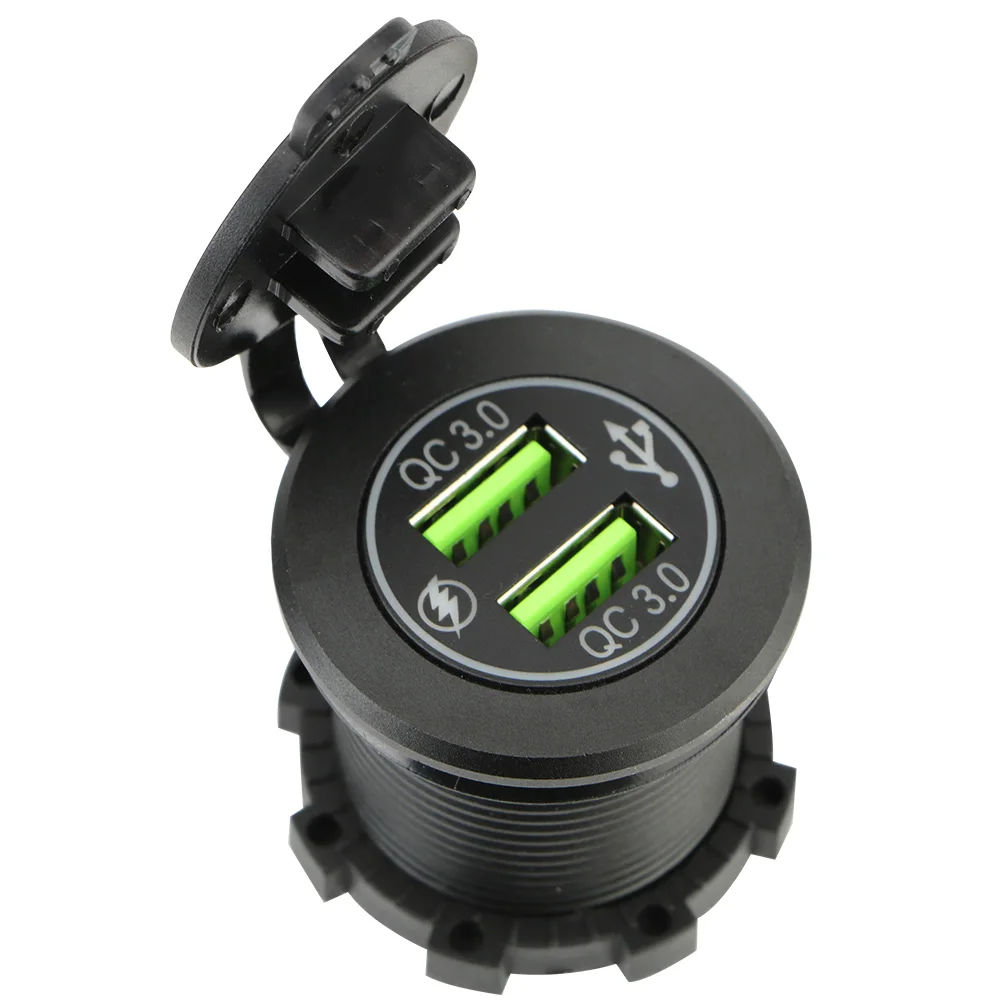 Cargador USB dual para automóvil, cargador rápido de 12V, adaptador de cargador de coche 3,0