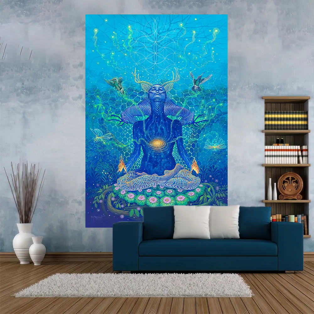 Psychedelic Meditation Tapestries Indian Art Wall Hanging Background Cloth Aesthetic Room Decorations