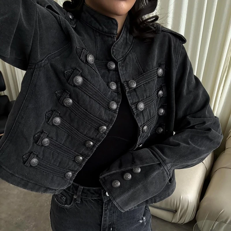 Original blue jacket close-up with wide cuffs