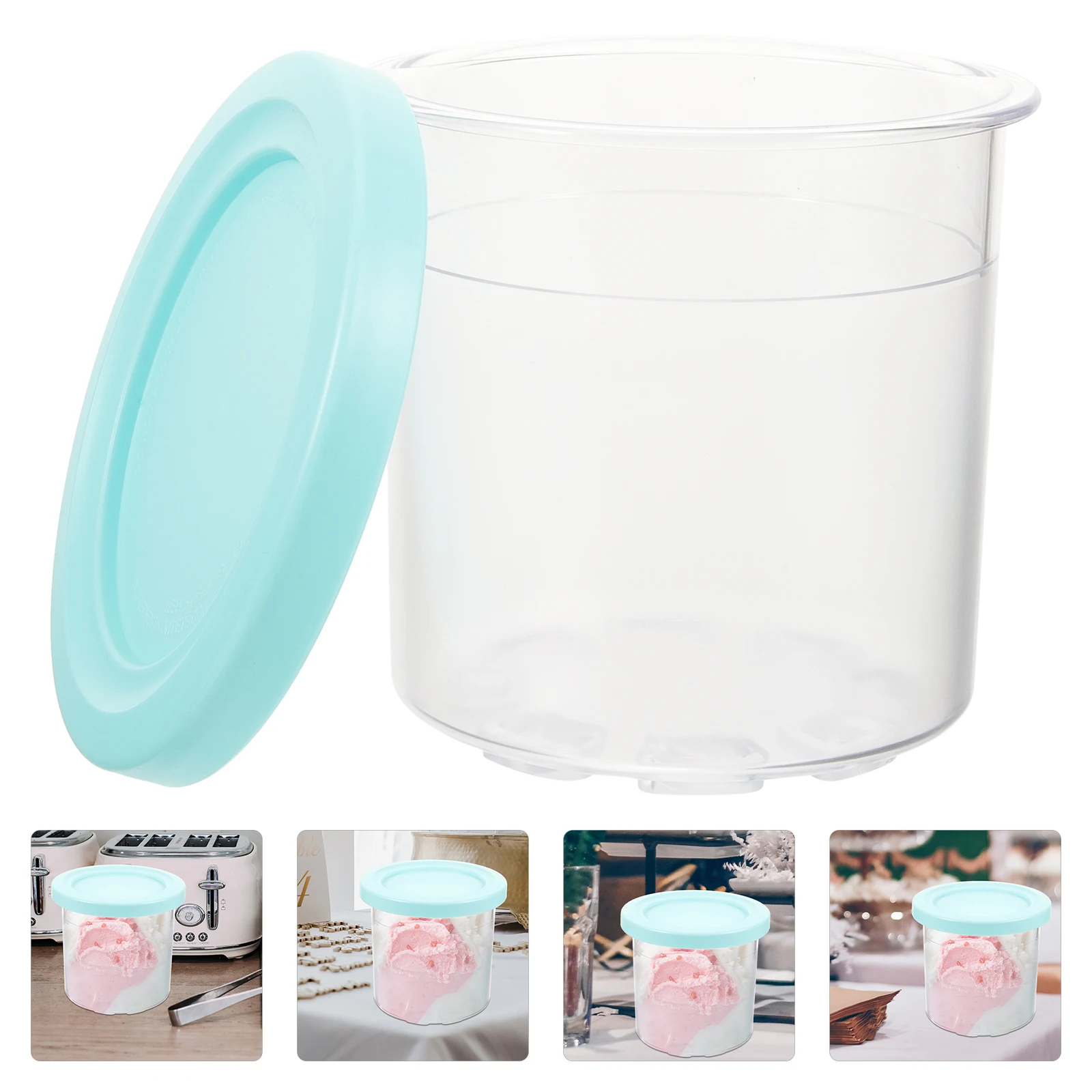 

Ice Cream Storage Container Reusable Food Bottle Lid for Home Cafe Restaurant Plastic Salad Fruit Dessert Containers 500ml
