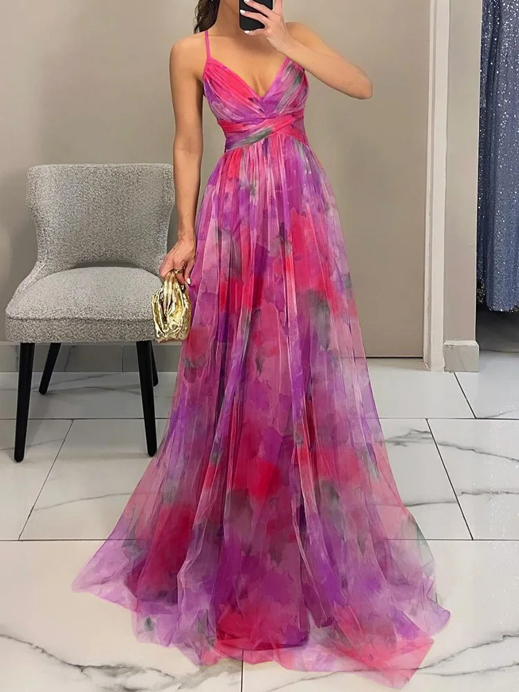 Hollow Fashion 2025 Loungewear Dress, Women Summer Elegant Sleeveless V-Neck Party Dress, Backless Lace-Up Simple Ladies Dress