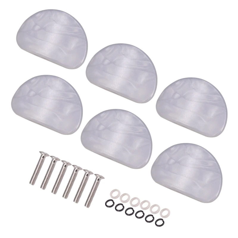 6 Pcs White Pearl Guitar Tuning Pegs Keys Button Tuners Machine Heads Premium Tuning Key Button Cap Knobs Handle Caps-ABHG