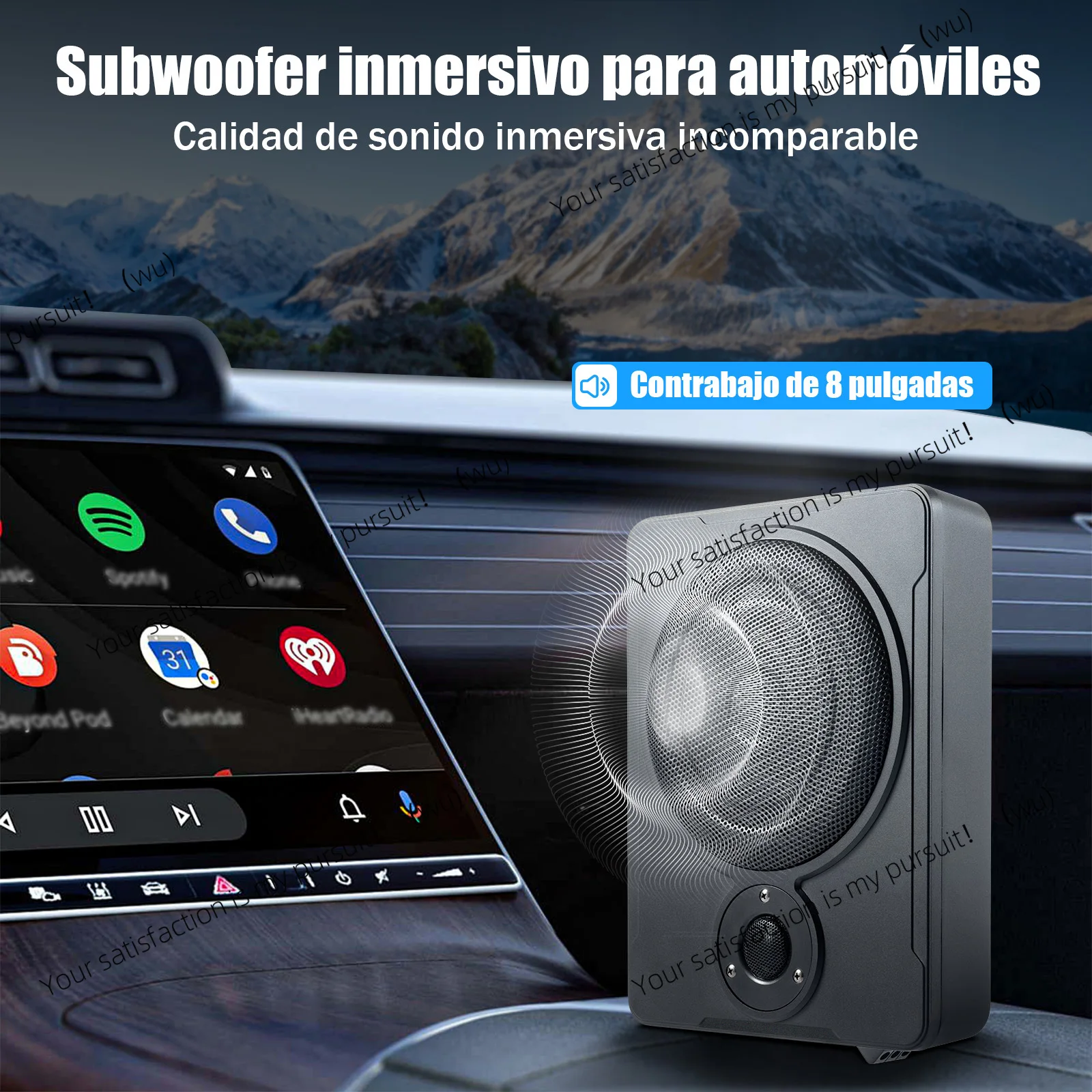 Sub Bass Speaker Car or Truck Audio Slim Kit Under-Seat Powered Subwoofer 8Inch 600W