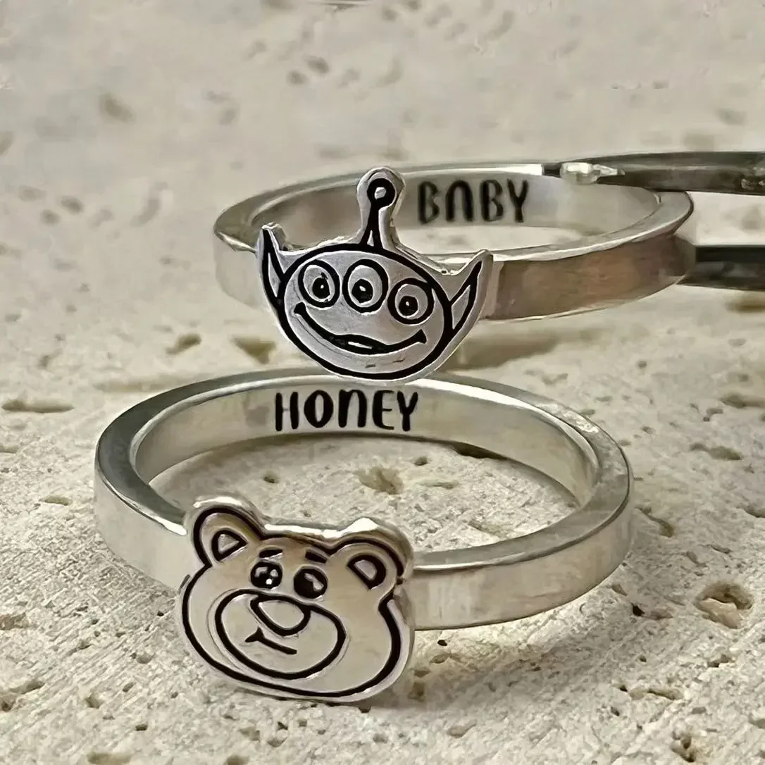 Disney Cartoon Animation Peripheral Lotso Three-eyed Boy Graffiti Male and Female Couple Kawaii Creative Ring Gift Wholesale