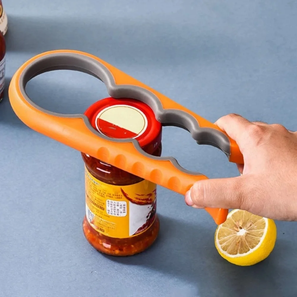 4-in-1 Anti Slip Can Bottle Opener Multi Tool Kitchen Gadget for Beverage Jar Caps Easy Grip Lid Twister Home Essentials