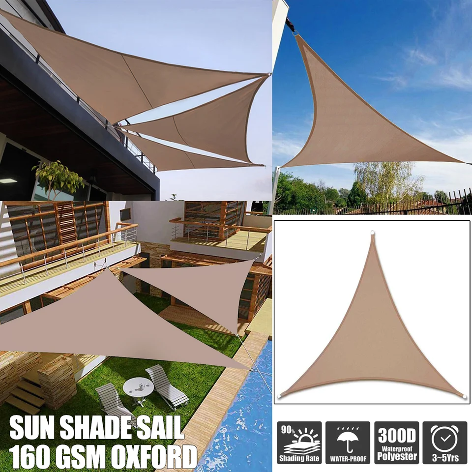 3x3/4x4/5x5/6x6m 8 sizes Khaki Regular Triangle Shade Sail