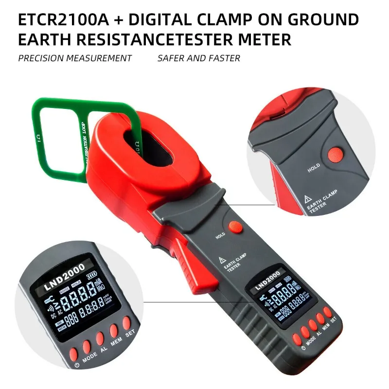 LND2000 Portable Handheld Digital Clamp on Ground Earth Resistance Tester Meter