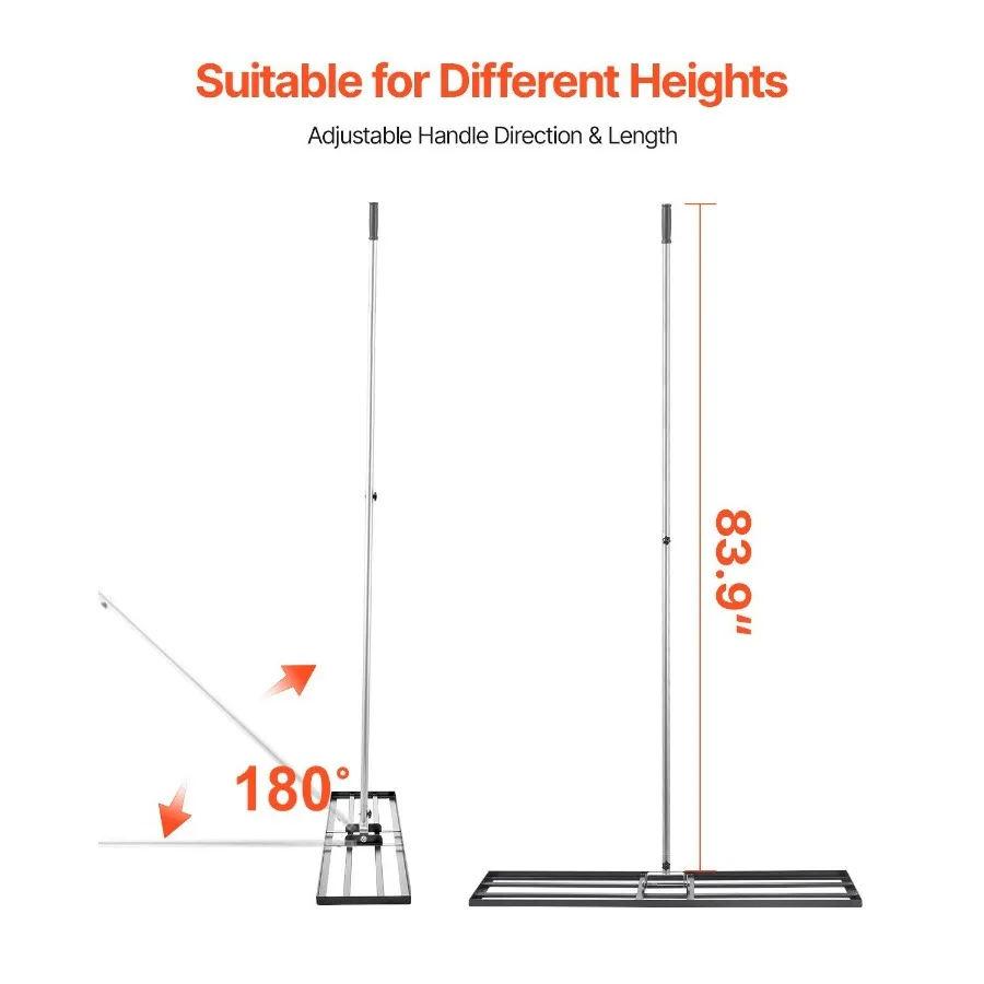 10 x 48 Zoll Rasen-Nivellierrechen, robust, 83,9 Zoll, verstellbarer Griff für den Hofgarten