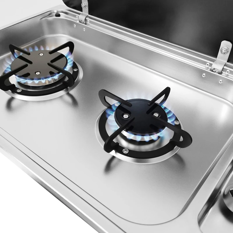 RV Kitchen Concealed Liquefied Gas Gas Stove Hidden Stove RV Double burner Gas Stove