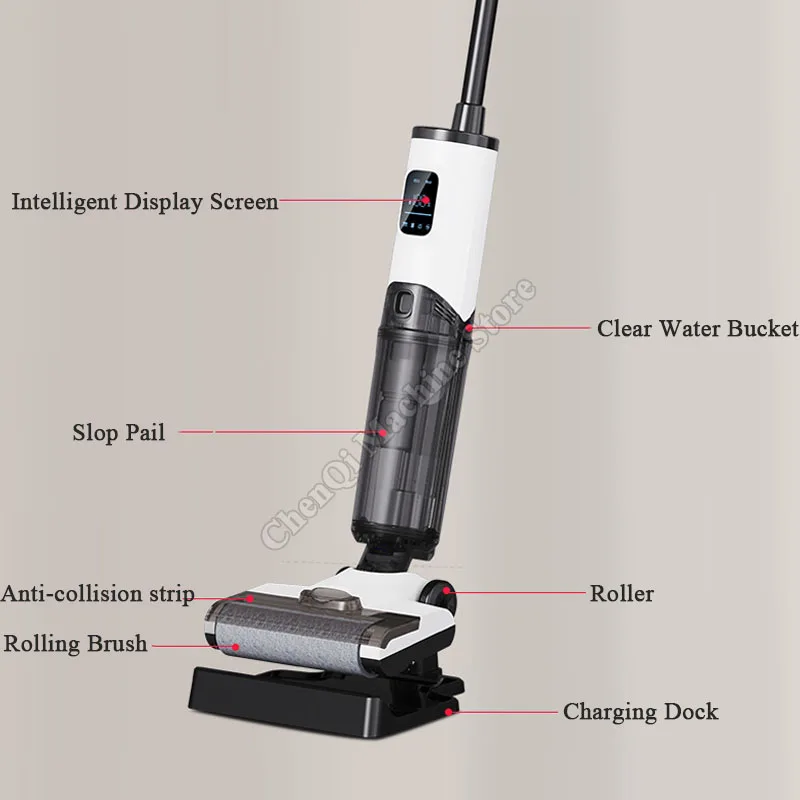 걸레질 기계 습식 건식 이중 목적 진공 청소기 흡입 걸레질 기능 가정용 무선 전기 바닥 스크러버