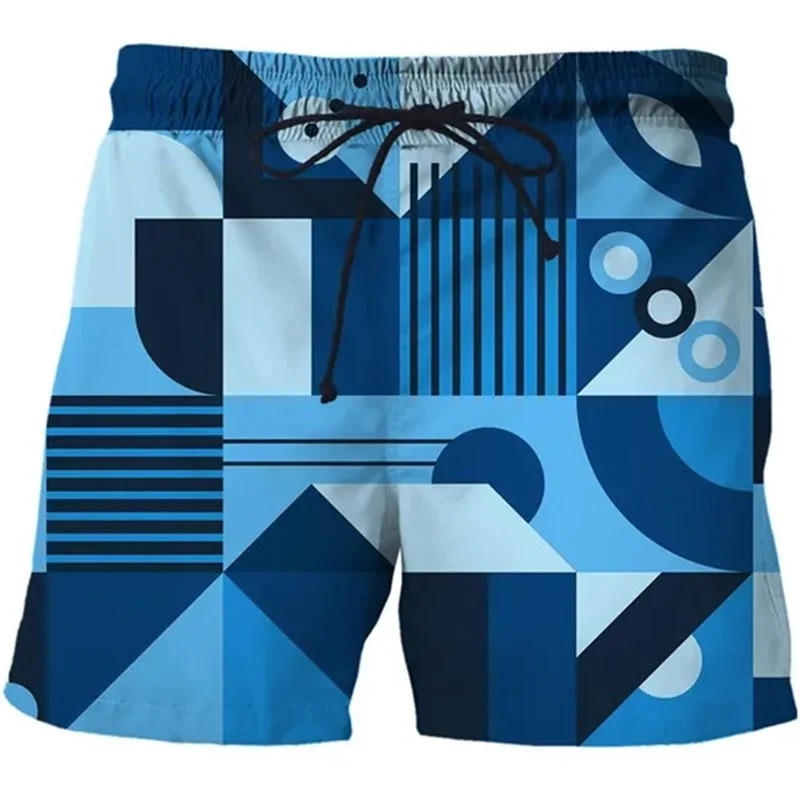 

Colorful Grid Geometry Graphic Swim Trunks For Men Leopard 3D Print Short Pants Summer Loose Harajuku Sport Street Board Shorts