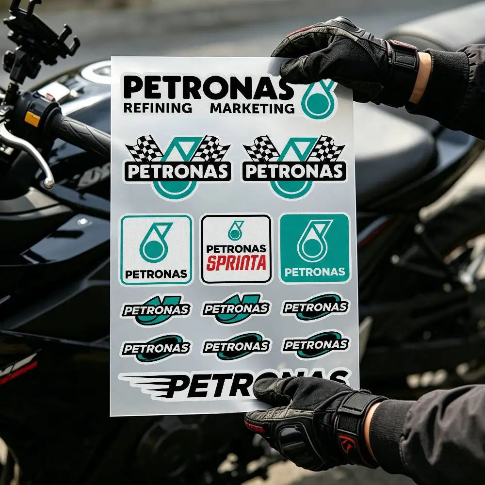 For PETRONAS Reflective Motorcycle Sticker High Visibility Safety Decal for Helmet Waterproof Self-Adhesive Night Riding Guard