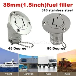 45/90 Degree 38mm (1.5inch) Deck Filler Caps for Marine Boat 316 Stainless Steel Deck Filler Key Cap GAS DIESEL FUEL WASTE LOGO