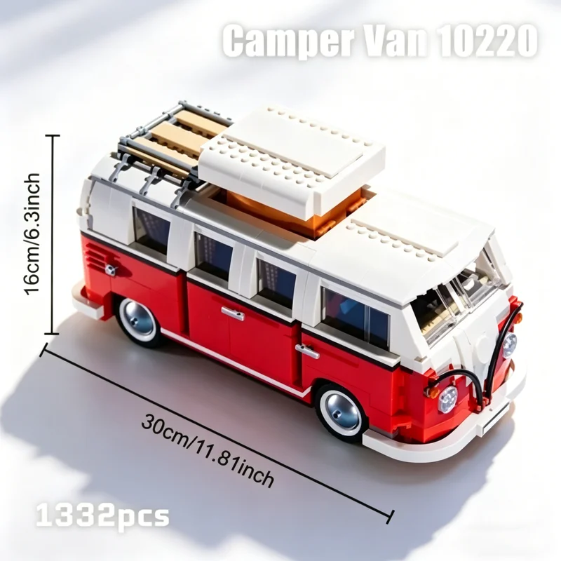 

В наличии: Конструктор T1 Caravan Camping Car, 1334 детали, автобус, совместим с 10220, красная модель автомобиля, строительные блоки, игрушки DIY для детей, подарки на день рождения для мальчиков