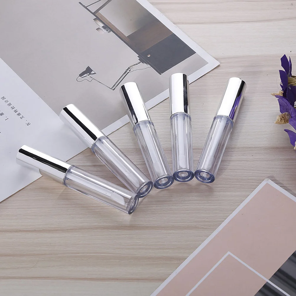 

12Pcs Empty Lip Tube for Travel Transparent Small Size Lightweight Lip Gloss Container Subpackaging Bottle Holder Silver and