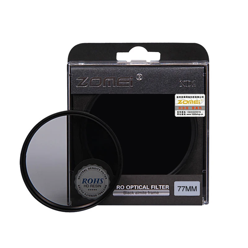 Фильтр нейтральной плотности ZOMEI 52/55/58/62/67/72/77/82 мм ND2 ND4 ND8 для объектива камеры Canon Nikon Sony Pentax