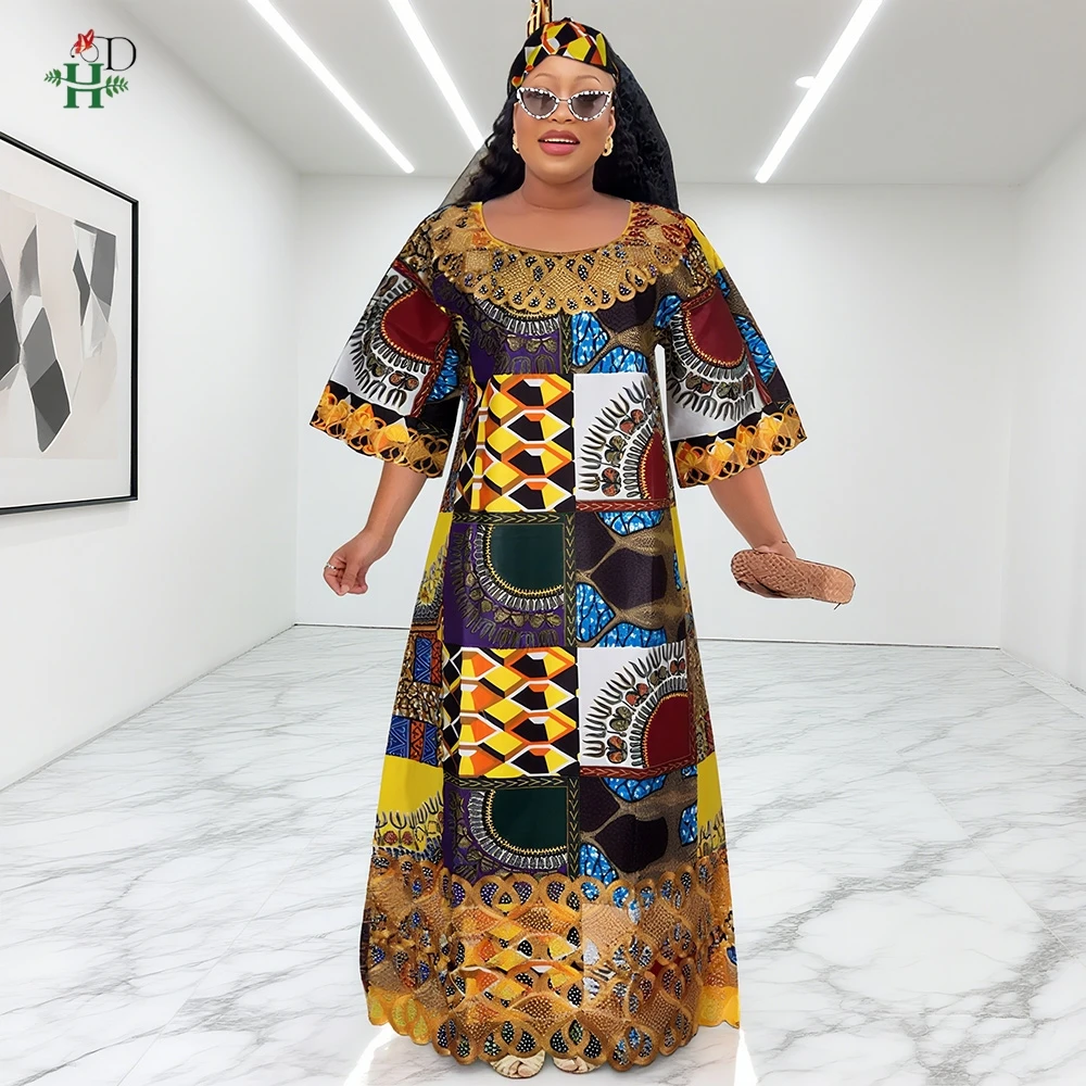 

African Dresses For Women Traditional Clothing Embroidery Printed Outfits Bubu Gown Abayas Robe Kaftan Boubou Djellaba 2025 New
