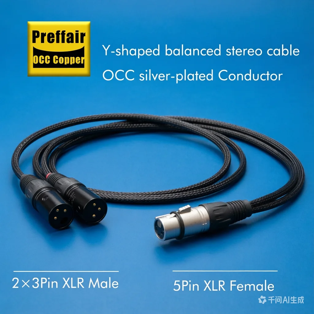 

Preffair Audio Convert cable with 4pin/5pin XLR to 2x 3-pin XLR Male Balanced Silver Plated wires X417S/E517