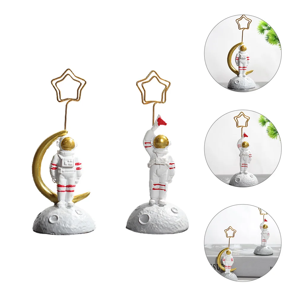

2Pcs Astronaut-Shaped Photo Holders Strong Metal Clips for Photos Notes Cards Christmas Party Christening Decoration Office Home