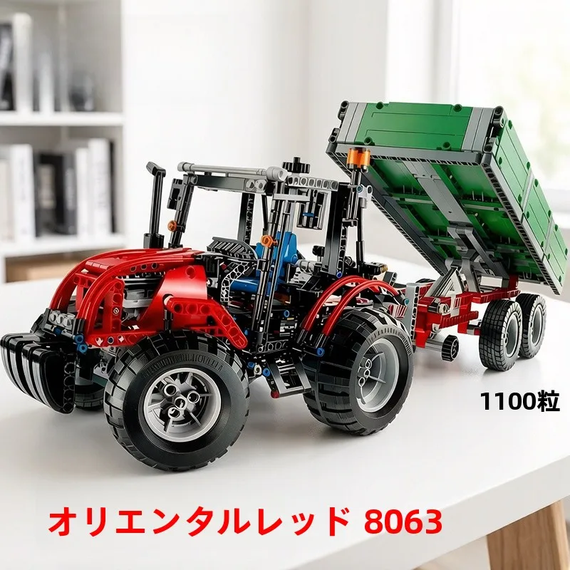 large-brick-tractor-building-blocks-eastern-red-8063-tractor-unbranded-plastic-model-kit-for-ages-14-made-in-china