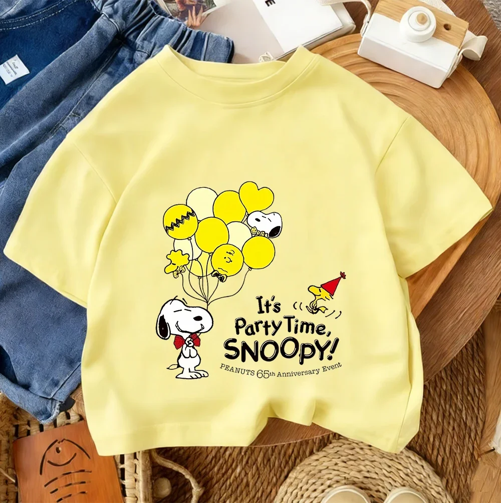 Summer Casual Crew Neck T Shirt Cute Cartoon Street Fashion Tops For Kids Snoopy Boys Girls 3 14 Years