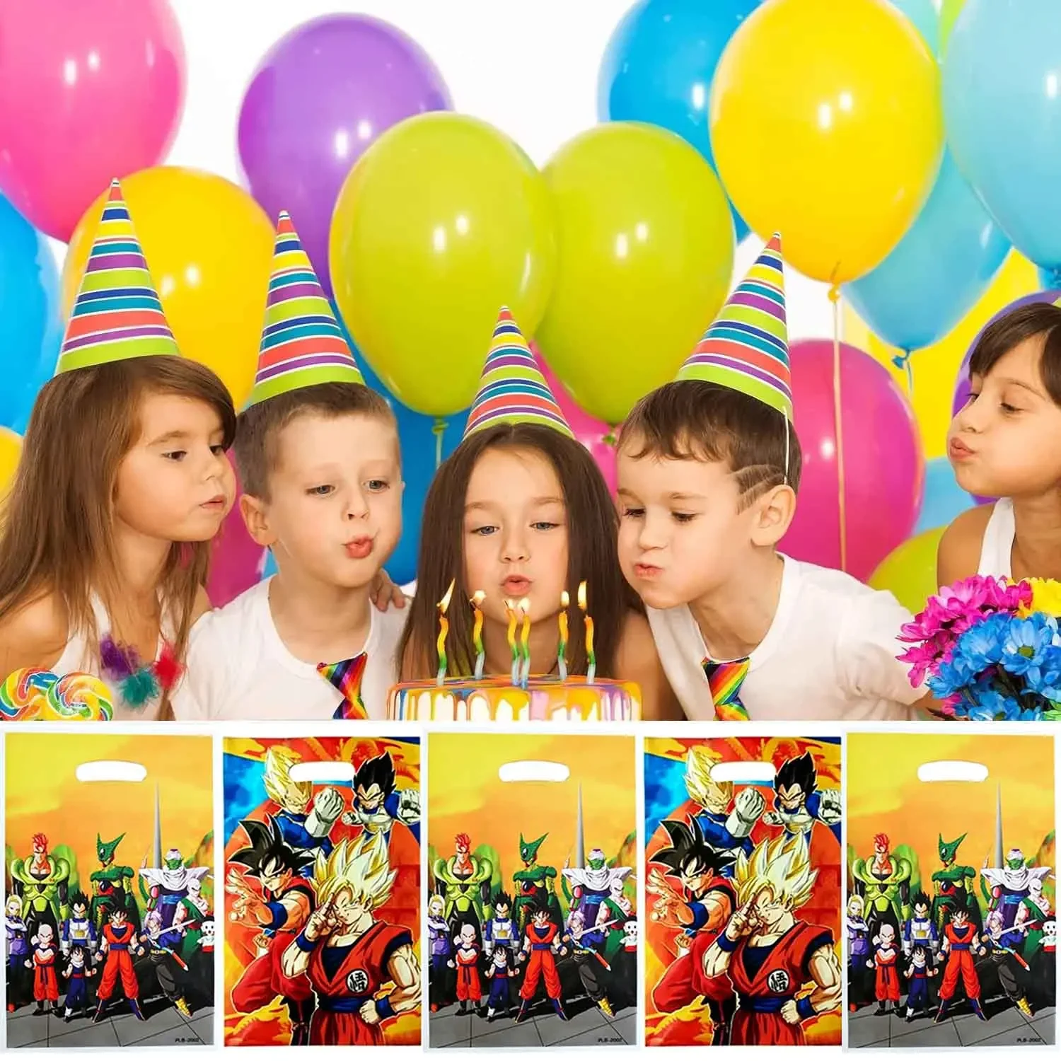 10/100 Stück Dragon Ball Themen-Geschenktüten aus Kunststoff mit Griffen, geeignet für Partygeschenke und Werbegeschenke – Detail 2