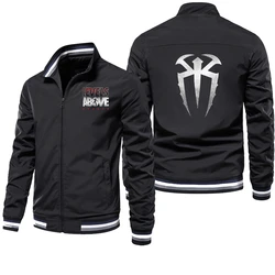 2024 Spring and Autumn Zipper Coat New Famous Wrestler Roman Reigns Men's Black Stand up Neck Street Sports Casual Coat