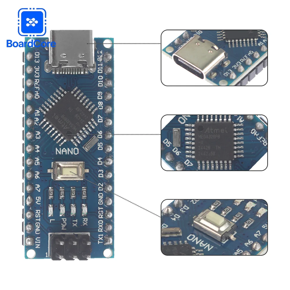 Nano V3.0 Controller Board CH340 USB Driver 16MHz ATMEGA328P Microcontroller Arduino-Compatible Bootloader