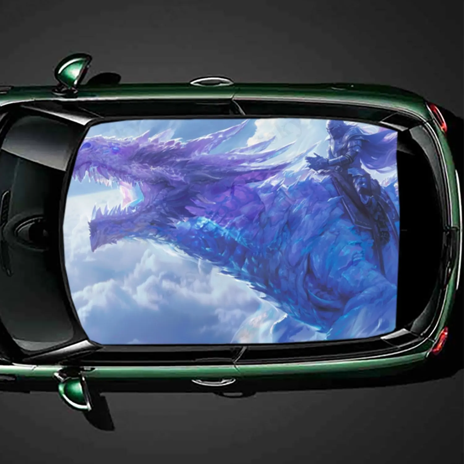 Fantasy  Dragon And Rider Car Roof Sticker PVC Self Waterproof stick , Striking Auto Exterior Accessories Decoration Protect Gif