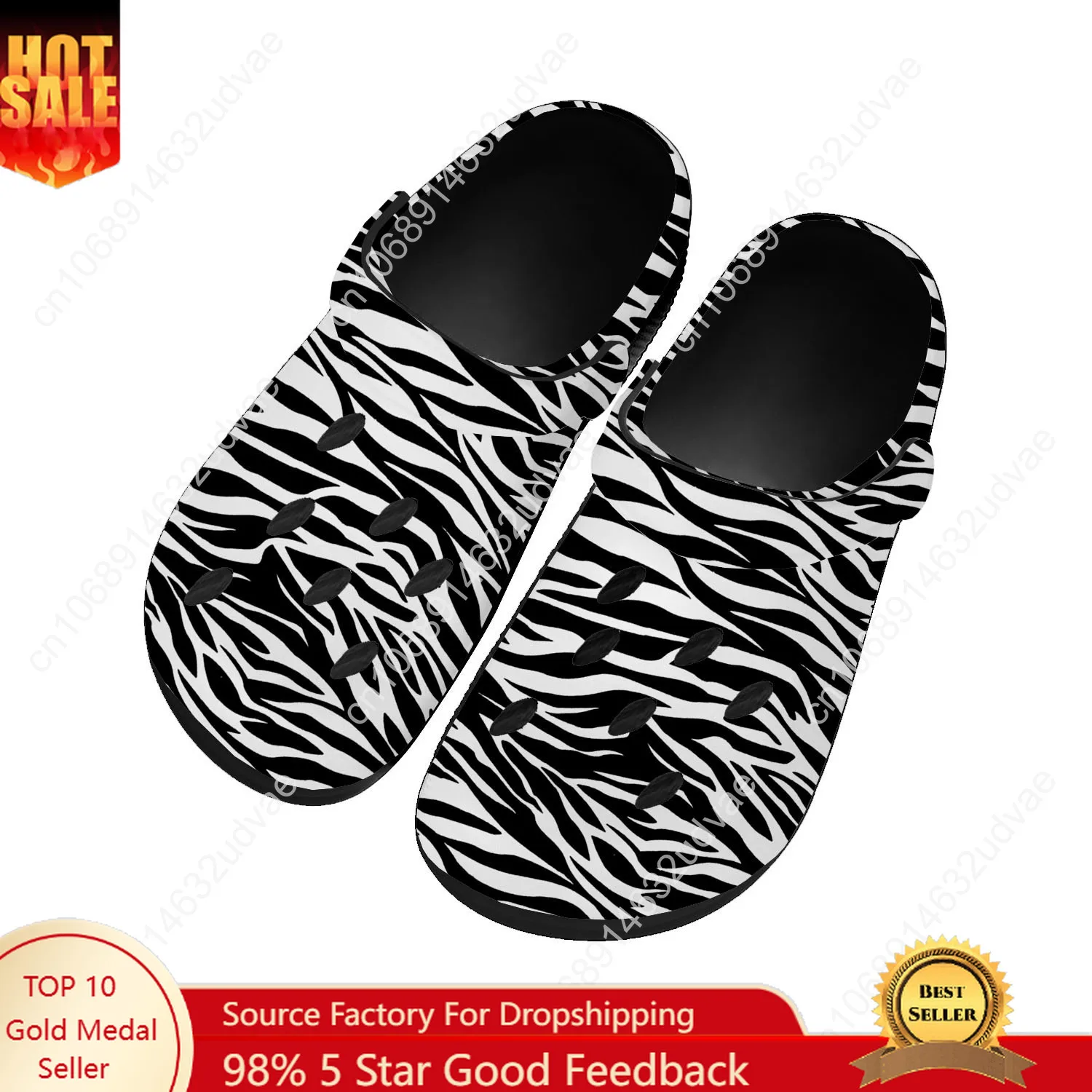 Zebra Print Water Shoes Mens Womens High Quality Fashion Home Garden Clogs Customizd Sandals Beach Breathable Hole Slippers