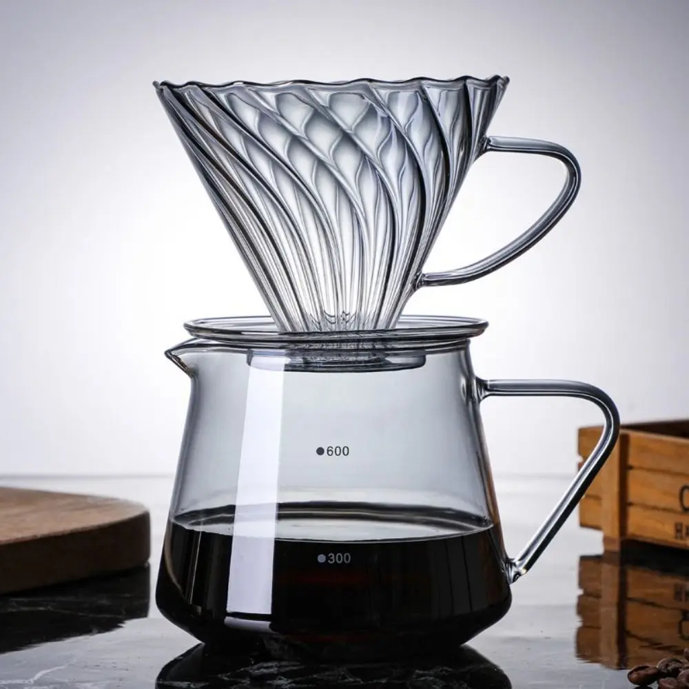 

Coffee Server Glass Coffee Maker Set 60 Degree Clear Coffee Filter Pot Coffee Accessories 300/600ml V-shape Funnel Barista