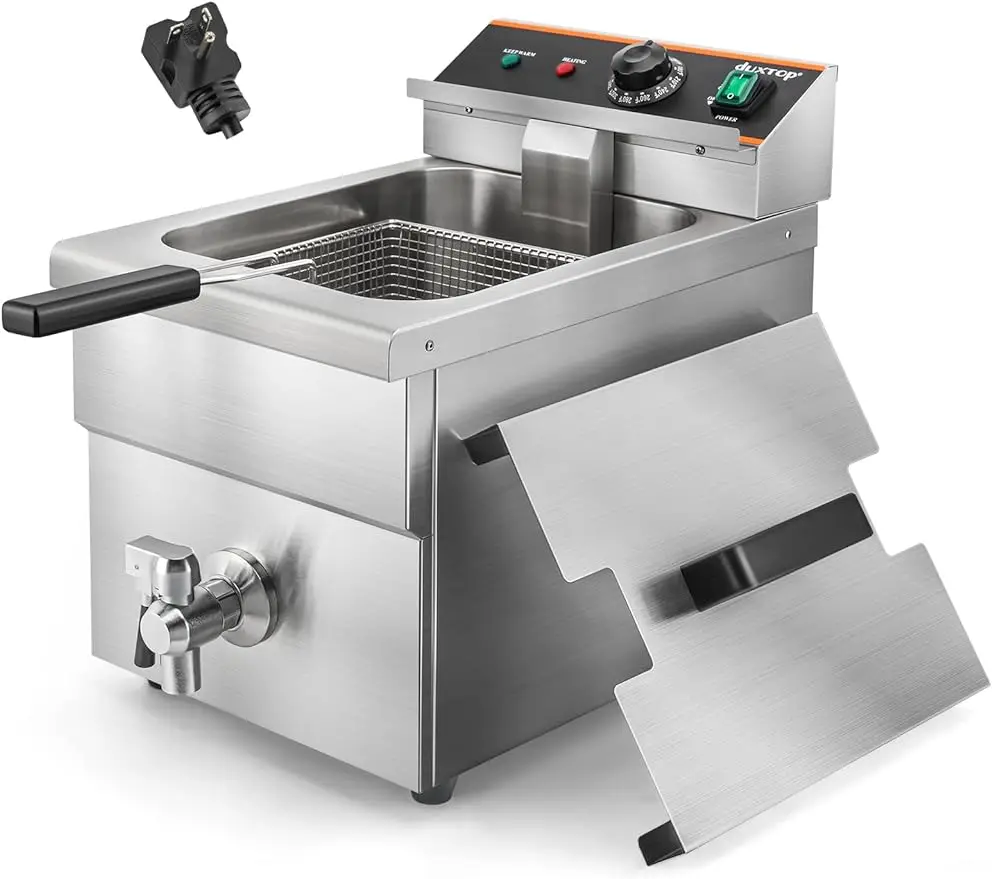 

Duxtop Commercial Deep Fryer with Basket, Professional Induction Deep Fryer with Drain System 8.5QT/8L, 3000 Watts, Stainless St