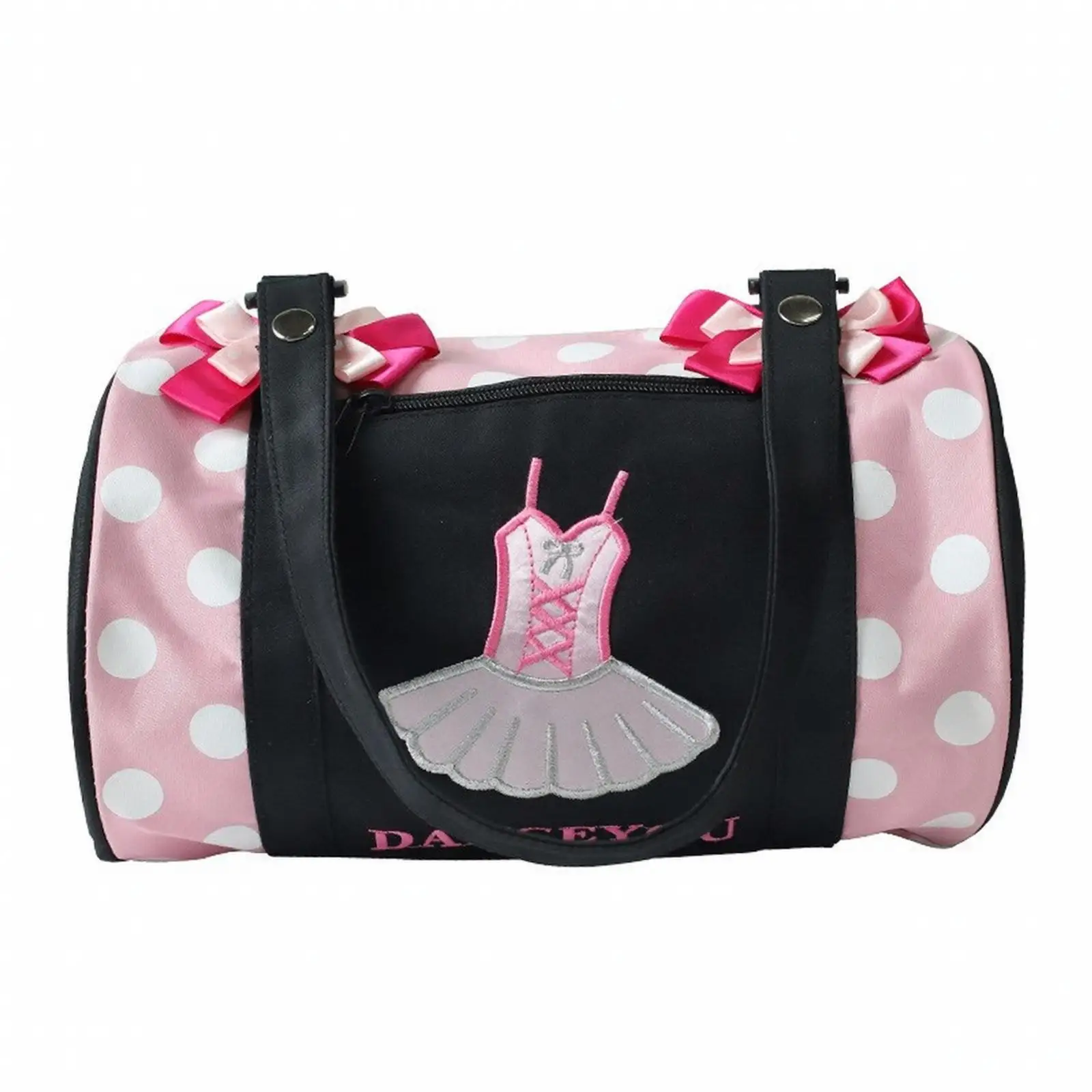 bolsa-de-danca-infantil-rosa-e-preta-para-equipamentos-de-bale-com-laco-decorativo-e-alca-de-ombro-resistente-a-Agua-em-pu-e-nylon