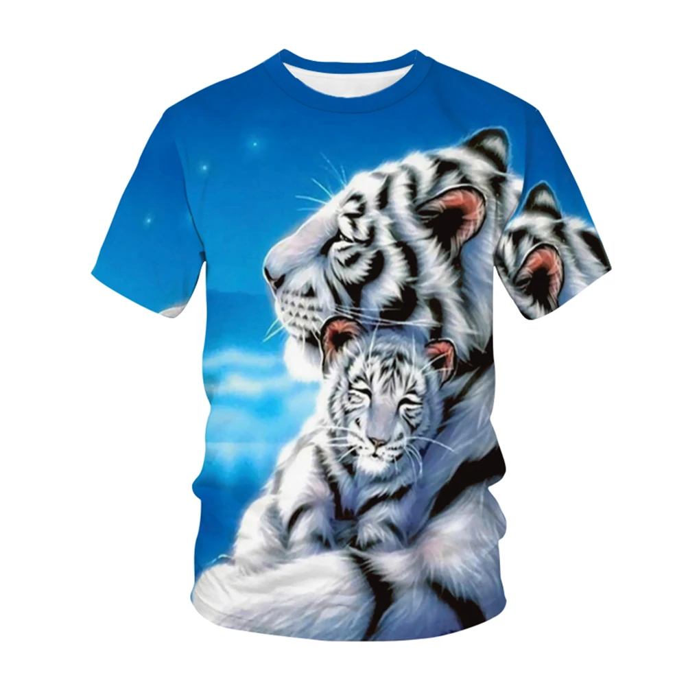 3D Tiger Print Children's Clothing Autumn Children Top Round Neck Child T-Shirt Animal Boys T Shirts Polyester Children Clothes